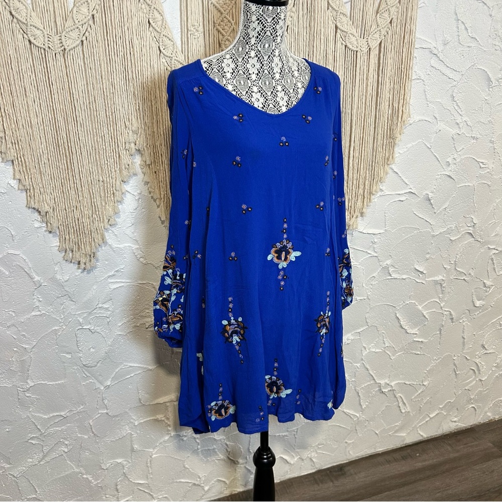 Free People Oxford Embroidered Gypsy Swing Mini Dress Women’s size Small - Picture 3 of 12